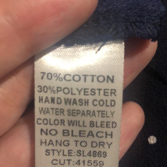 She + Sky polka dot cold shoulder navy blue top. - Picture 7 of 7